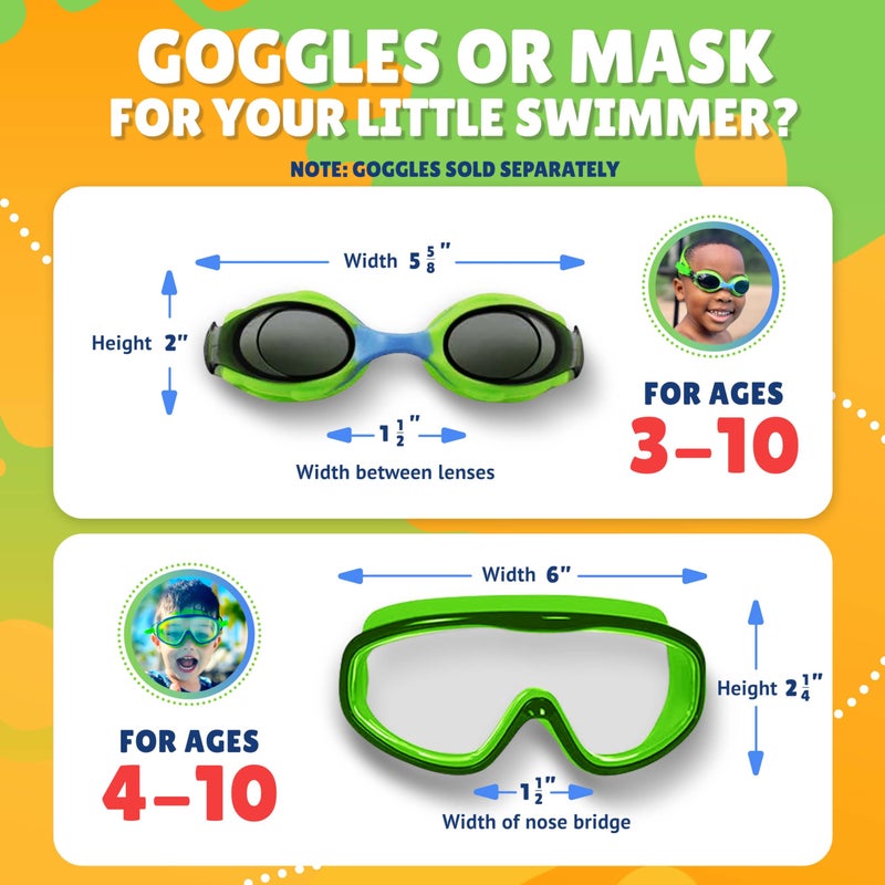 Frogglez Youth Wide View Anti-Fog Crystal Clear Swim Goggle Mask for Kids under 10 (Ages 4-10) Recommended by Parents; Premium Pain-Free Strap, Green - Image 4